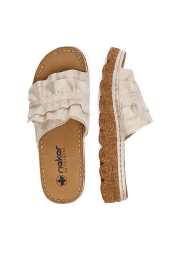 Rieker Klapki CEO-V8763-60 Złoty. Kolor: złoty. Materiał: skóra