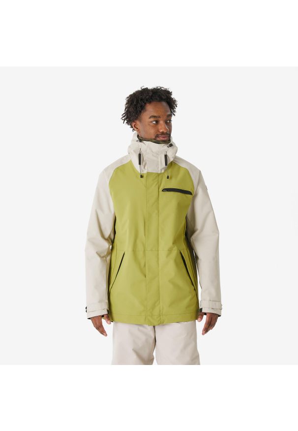 DREAMSCAPE - Kurtka narciarska i snowboardowa męska Quechua 500 Long. Kolor: zielony, beżowy, wielokolorowy. Materiał: materiał. Sezon: zima. Sport: snowboard, narciarstwo