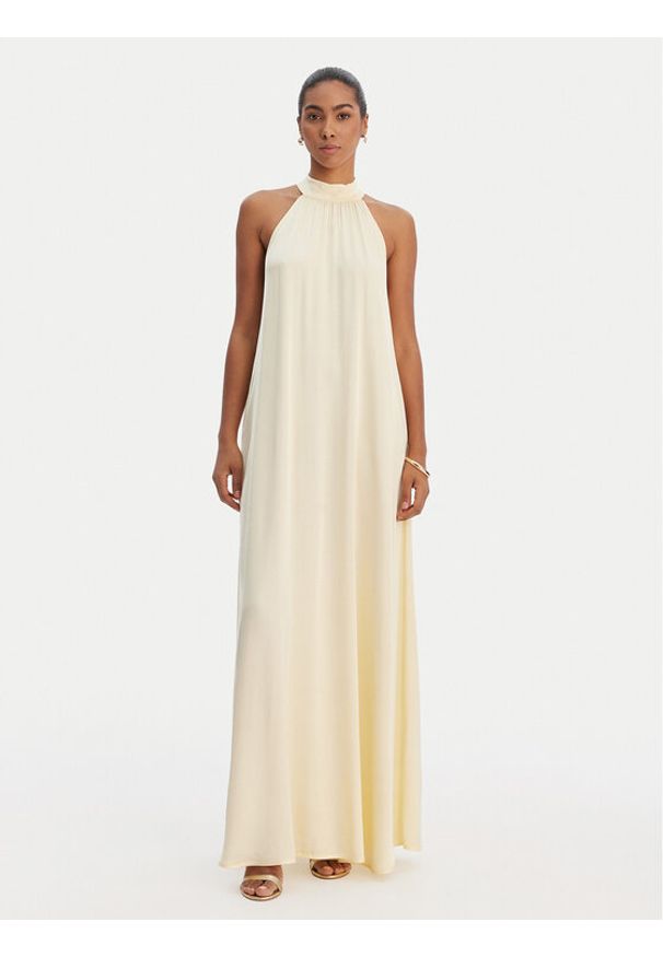 Fracomina Sukienka letnia FR26SD3016W41301 Żółty Relaxed Fit. Kolor: żółty. Materiał: wiskoza. Sezon: lato