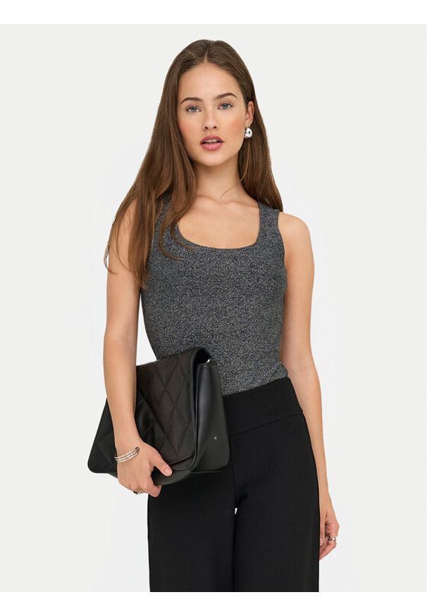 only - ONLY Top Lea 15356494 Szary Regular Fit. Kolor: szary. Materiał: wiskoza