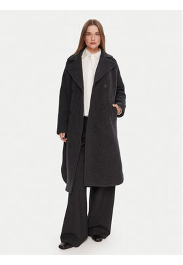 Marc O'Polo Płaszcz wełniany 508 0302 71151 Szary Relaxed Fit. Typ kołnierza: polo. Kolor: szary. Materiał: wełna