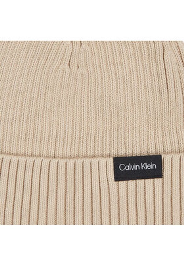 Calvin Klein Czapka Classic Cotton Rib Beanie K50K510982 Beżowy. Kolor: beżowy. Materiał: bawełna