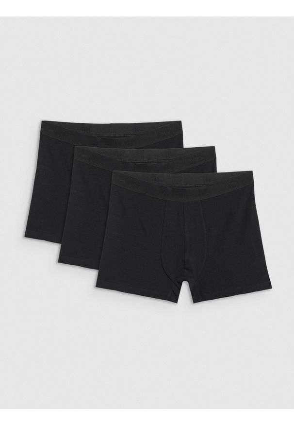 4f - 4F Bielizna bokserki (3-pack) męskie - czarne S. Kolor: czarny. Materiał: guma, bawełna, elastan
