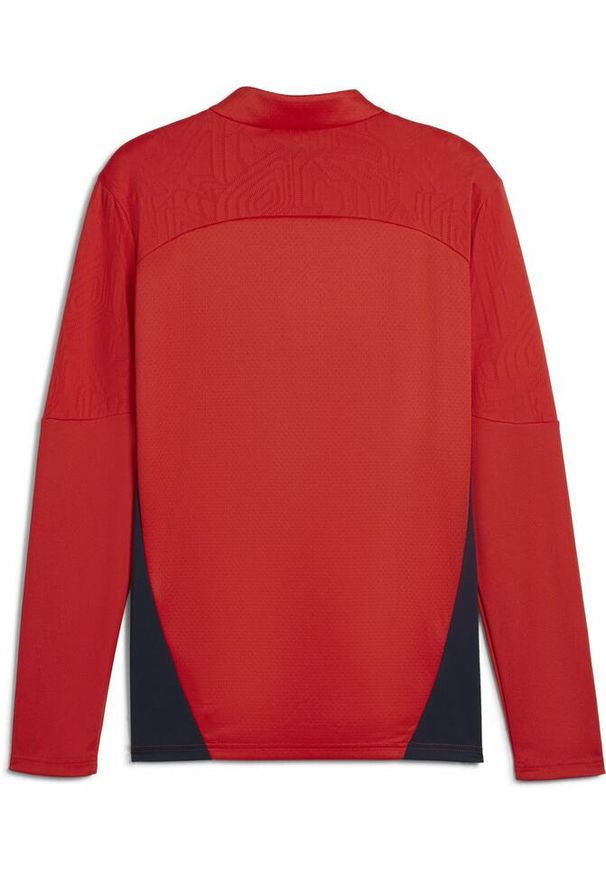 Puma - Męska bluza treningowa z zamkiem 1/4 FC Red Bull Salzburg PUMA Red Navy Blue. Kolor: czerwony, wielokolorowy, niebieski. Sport: fitness