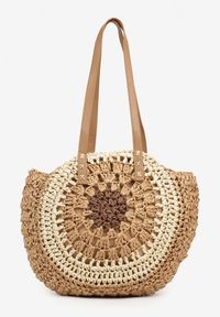 Renee - Ciemnobeżowa Pleciona Torebka w Stylu Boho Ulofina. Kolor: beżowy. Sezon: lato. Styl: boho