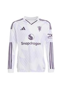 Adidas - Koszulka Manchester United 25/26 Long Sleeve Away Jersey. Kolor: biały. Materiał: jersey. Długość rękawa: długi rękaw. Sport: piłka nożna