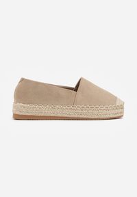 Born2be - Ciemnobeżowe Klasyczne Espadryle VICES na Grubej Podeszwie z Plecionką Idathelia. Okazja: na co dzień, na spacer. Kolor: beżowy. Materiał: jeans, len. Styl: klasyczny #7