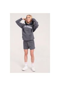 GYM GLAMOUR - Spodenki fitness damskie Gym Glamour dresowe. Kolor: szary. Materiał: dresówka. Sport: fitness