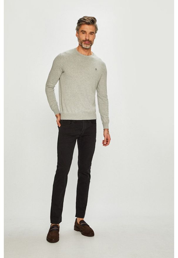 Polo Ralph Lauren - Sweter. Okazja: na co dzień. Typ kołnierza: polo. Kolor: szary. Materiał: dzianina. Styl: casual