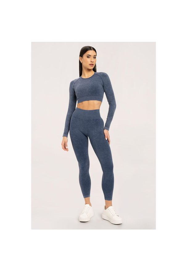 GYM GLAMOUR - Legginsy fitness damskie Gym Glamour sprane. Kolor: niebieski. Sport: fitness