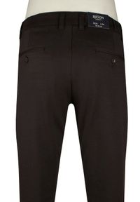 Materiałowe Spodnie Męskie, Eleganckie - Rigon - Brązowe. Kolor: brązowy, wielokolorowy, beżowy. Materiał: wiskoza, elastan, poliester. Styl: elegancki #3