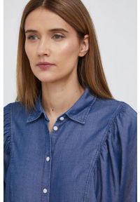 Lee - LEE VOLUME SLEEVE SHIRT DAMSKA KOSZULA Z DŁUGIM RĘKAWEM BRIGHT NAVY L45BTSC. Długość rękawa: długi rękaw. Długość: długie