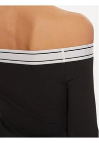 Tommy Jeans Bluzka Logo Taping DW0DW17890 Czarny Slim Fit. Kolor: czarny. Materiał: syntetyk, wiskoza