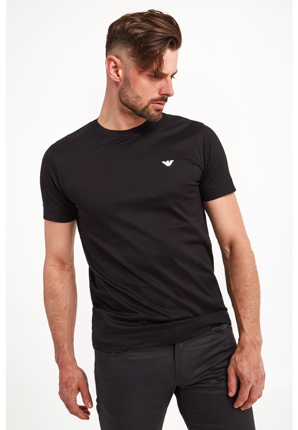 Emporio Armani - T-shirt EMPORIO ARMANI. Materiał: bawełna, tkanina. Wzór: haft