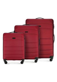 Wittchen - Zestaw walizek z ABS-u żłobionych czerwony. Kolor: czerwony. Materiał: guma. Styl: klasyczny