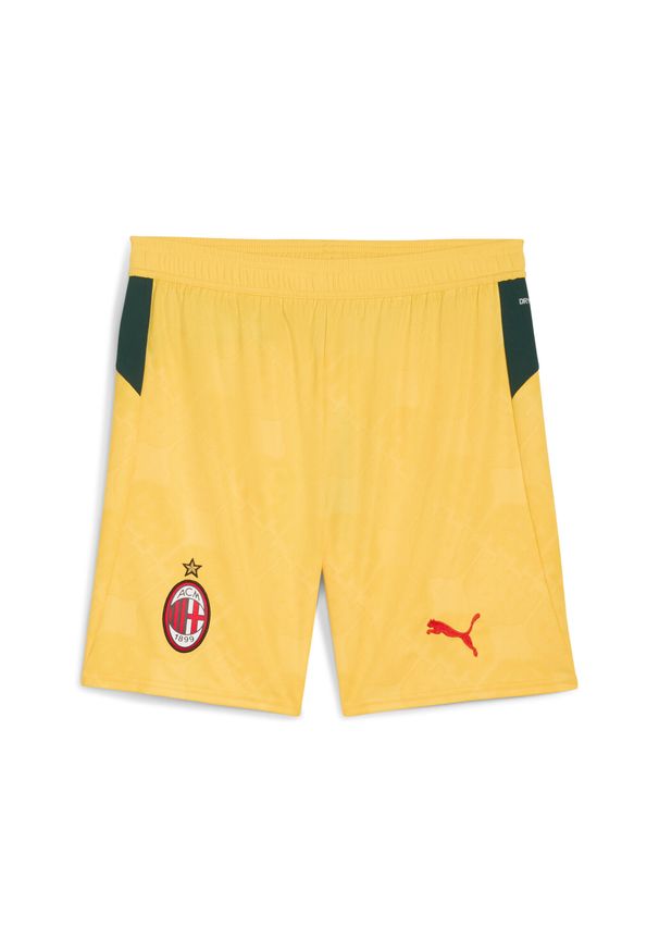 Puma - Męskie szorty AC Milan 25/26 PUMA Sunny Yellow Dark Myrtle Green. Kolor: zielony, wielokolorowy, żółty. Materiał: tkanina. Sport: piłka nożna