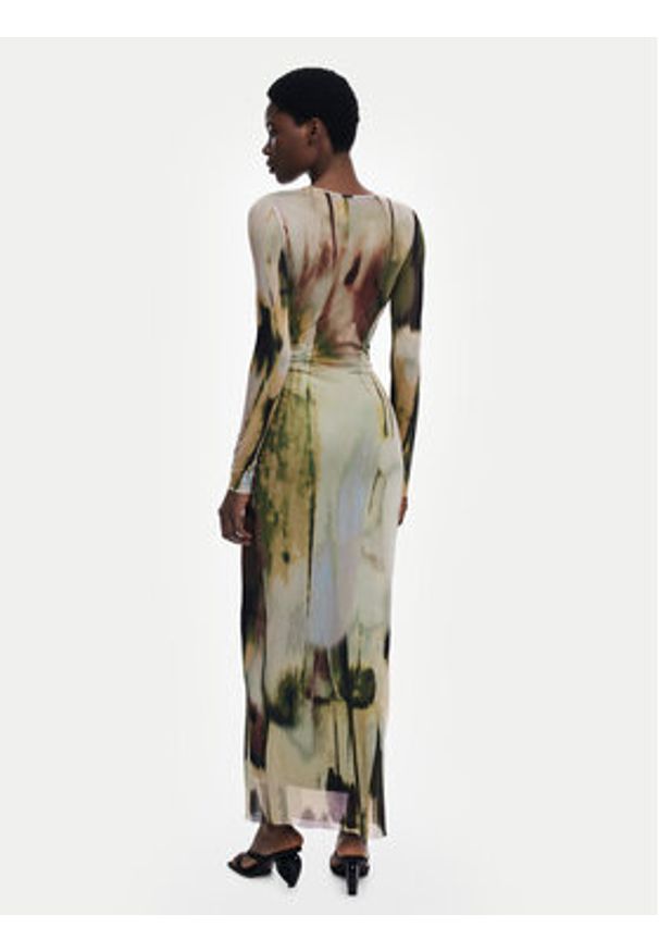 Desigual Sukienka codzienna Godiva 25WWVK41 Zielony Slim Fit. Okazja: na co dzień. Kolor: zielony. Materiał: syntetyk. Typ sukienki: proste. Styl: casual