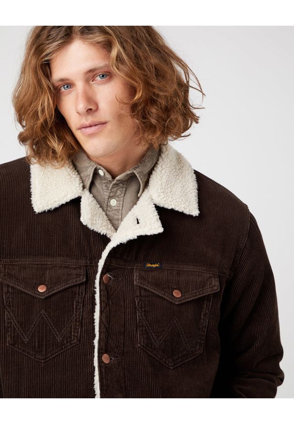 Wrangler - WRANGLER SHERPA JACKET MĘSKA KURTKA PRZEJŚCIOWA DELICIOSO BROWN W445AHH38 112324535