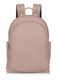 Ochnik - Skórzany plecak damski z kieszenią na laptop. Kolor: beżowy. Materiał: skóra #1