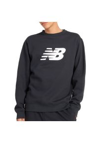 Bluza męska New Balance MT43905BK - czarna. Kolor: czarny. Materiał: prążkowany, poliester, bawełna. Wzór: aplikacja. Styl: klasyczny #1