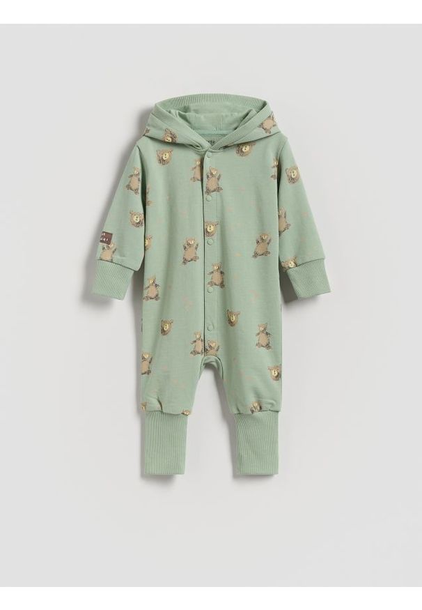 Reserved - Bawełniany pajacyk - jasnozielony. Kolor: zielony. Materiał: bawełna