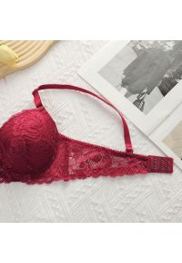 Intica - Komplet bielizny koronkowej push-up z satynowym wykończeniem Moran. Kolor: czerwony. Materiał: satyna, koronka. Wzór: koronka #8