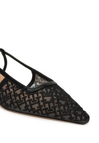 TOMMY HILFIGER - Tommy Hilfiger Sandały Mono Squared Toe Kitten Slingb FW0FW08746 Czarny. Kolor: czarny. Materiał: materiał #5