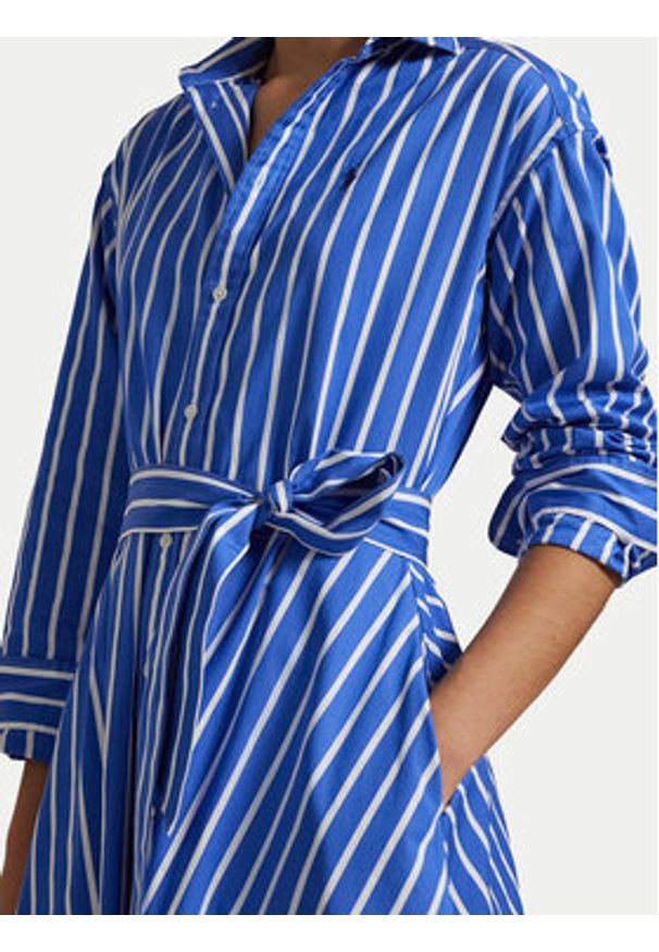 Polo Ralph Lauren Sukienka koszulowa 211891428004 Niebieski Regular Fit. Typ kołnierza: polo. Kolor: niebieski. Materiał: bawełna. Typ sukienki: koszulowe