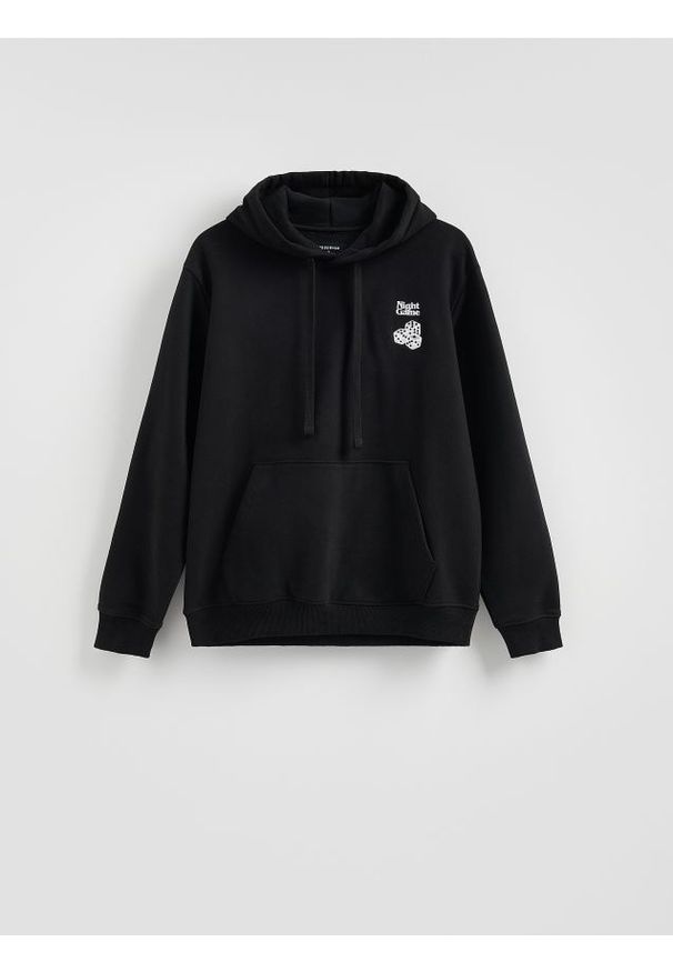 Reserved - Bluza z nadrukiem na plecach - czarny. Kolor: czarny. Materiał: bawełna, dzianina. Wzór: nadruk