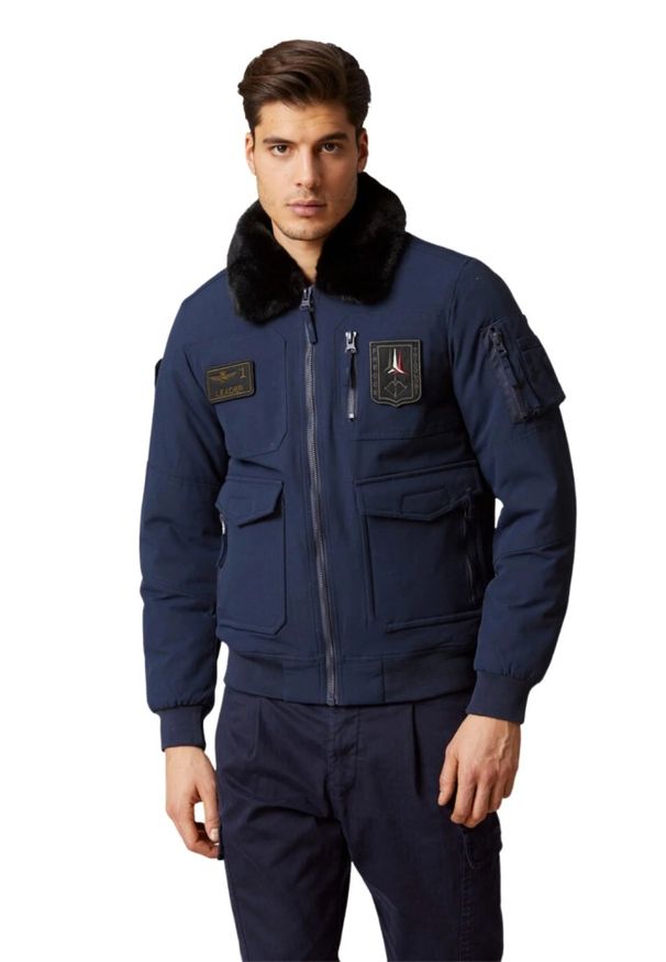 Aeronautica Militare - AERONAUTICA MILITARE Granatowa męska kurtka Iconic Pilot, Rozmiar 52. Kolor: niebieski. Materiał: poliamid