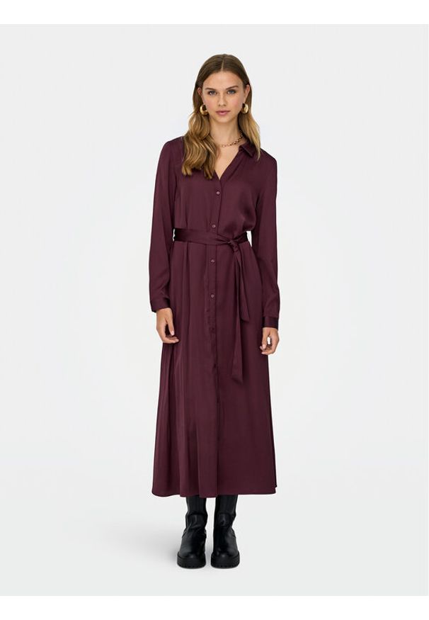 only - ONLY Sukienka koszulowa Mika 15361725 Bordowy Regular Fit. Kolor: czerwony. Materiał: syntetyk. Typ sukienki: koszulowe