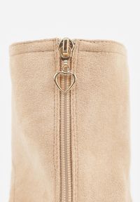 Born2be - Beżowe Sandały w Stylu Botków z Ozdobną Klamrą Theaneasi. Okazja: na co dzień. Zapięcie: klamry. Kolor: beżowy. Materiał: jeans. Styl: casual, elegancki, klasyczny #9