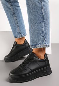 Renee - Czarne Sneakersy przed Kostkę na Grubej Podeszwie Ameerana. Wysokość cholewki: przed kostkę. Kolor: czarny #5