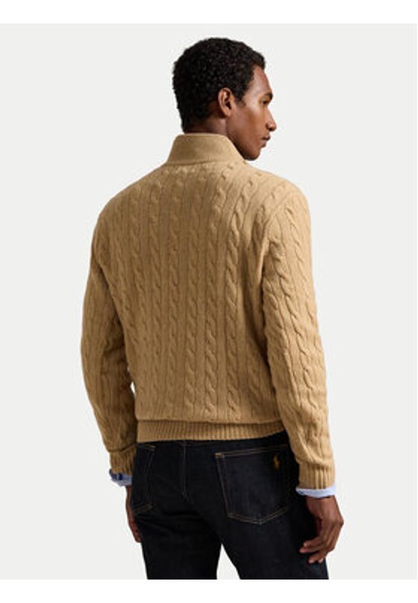 Polo Ralph Lauren Sweter 710876766006 Beżowy Regular Fit. Typ kołnierza: polo. Kolor: beżowy. Materiał: wełna