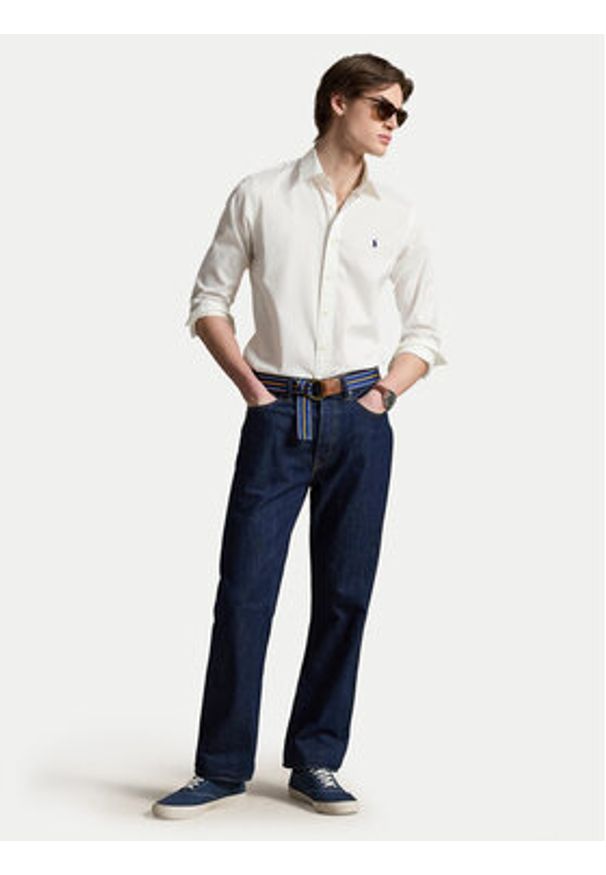 Polo Ralph Lauren Koszula 710B20512003 Biały Custom Fit. Typ kołnierza: polo. Kolor: biały. Materiał: bawełna