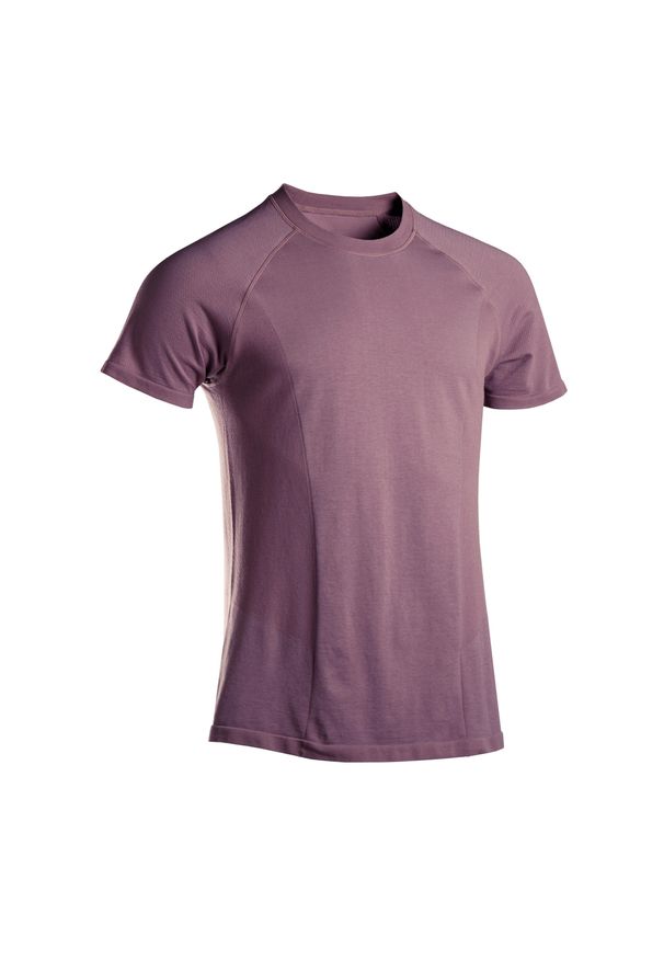 KIMJALY - Koszulka do łagodnej jogi męska Kimjaly krótki rękaw. Kolor: brązowy. Materiał: poliamid, bawełna, materiał. Długość rękawa: krótki rękaw. Długość: krótkie. Sport: joga i pilates