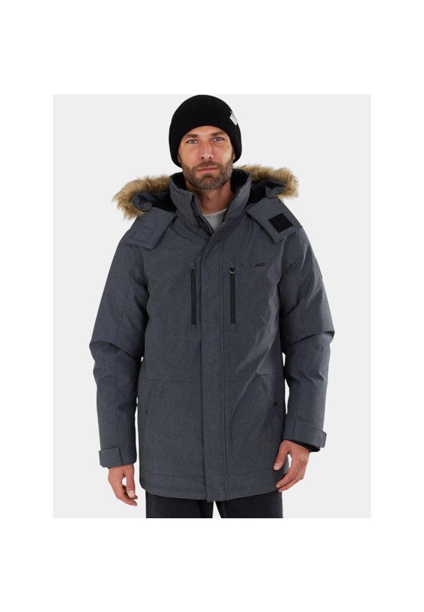 FUNDANGO - Płaszcz Zimowy Męski Fundango Spirit. Kolor: szary. Materiał: puch. Sezon: zima. Sport: turystyka piesza
