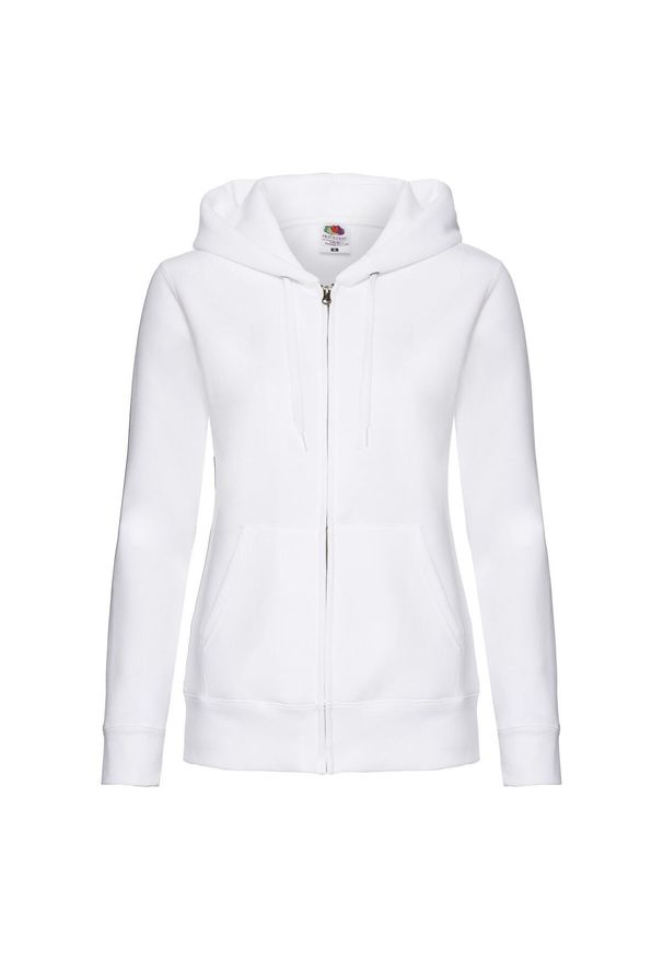 FRUIT OF THE LOOM - Kurtka Dresowa Z Kapturem Lady Fit Dla Kobiet. Typ kołnierza: kaptur. Kolor: biały. Materiał: dresówka