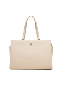 TOMMY HILFIGER - Tommy Hilfiger Torebka Th Legacy Tote AW0AW17197 Écru. Materiał: skórzane