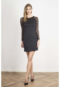 Wow Point - Czarna Ołówkowa Sukienka z Transparentnymi Detalami. Kolor: czarny. Materiał: poliamid. Typ sukienki: ołówkowe