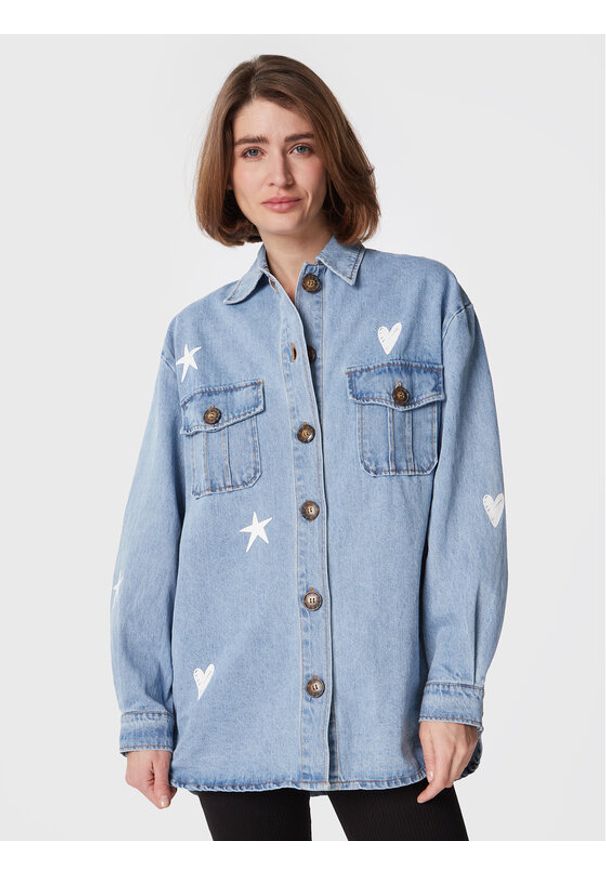 Koszula jeansowa Femi Stories. Kolor: niebieski. Materiał: jeans
