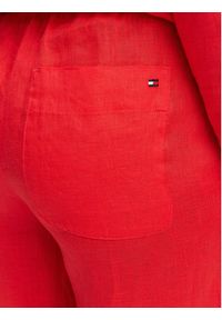 TOMMY HILFIGER - Tommy Hilfiger Spodnie materiałowe WW0WW48970 Czerwony Wide Leg. Kolor: czerwony. Materiał: len #3