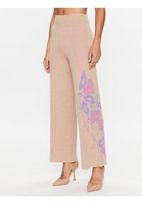 TwinSet - TWINSET Spodnie dzianinowe 232TP3681 Beżowy Wide Leg. Kolor: beżowy. Materiał: syntetyk, wiskoza