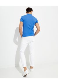 Ralph Lauren - RALPH LAUREN - Niebieska koszulka Polo Mesh Slim Fit. Typ kołnierza: polo. Kolor: niebieski. Materiał: mesh. Wzór: haft #5