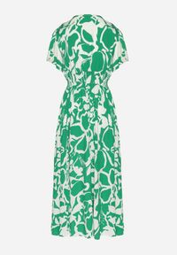 Born2be - Zielona Sukienka z Wiskozy z Kopertowym Dekoltem w Abstrakcyjny Wzór Taslevi. Okazja: na co dzień. Typ kołnierza: dekolt kopertowy. Kolor: zielony. Materiał: wiskoza. Typ sukienki: kopertowe. Styl: klasyczny, casual, elegancki #6