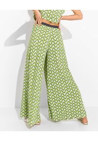 MALIPARMI - Zielone spodnie kuloty. Kolor: zielony. Materiał: tkanina, wiskoza, materiał, elastan. Długość: długie