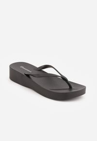 Born2be - Czarne Japonki Casual Gumowe na Lato na Grubszej Podeszwie Appane. Okazja: na co dzień. Kolor: czarny. Materiał: guma. Sezon: lato. Obcas: na platformie. Styl: casual #4