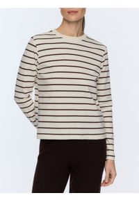 Reserved - Longsleeve z merceryzowanej bawełny - brązowy. Kolor: brązowy. Materiał: bawełna. Długość rękawa: długi rękaw