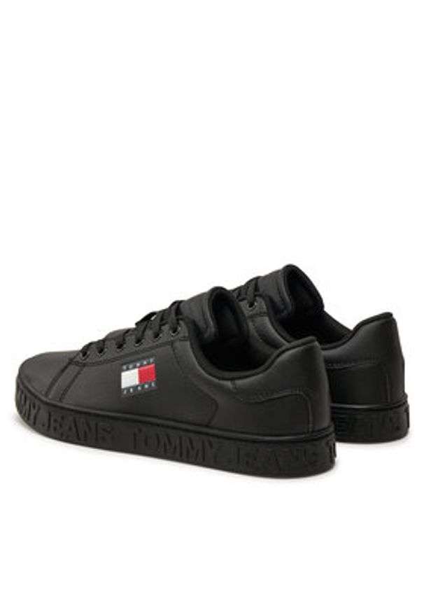 Tommy Jeans Sneakersy Tjw Logo Outsole Sneaker Ess EN0EN02703 Czarny. Kolor: czarny. Materiał: skóra