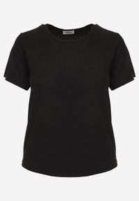 Born2be - Czarny Gładki T-shirt w Klasycznym Stylu Salodone. Okazja: do pracy, na co dzień. Kolor: czarny. Materiał: materiał, jeans. Wzór: gładki. Styl: klasyczny #4